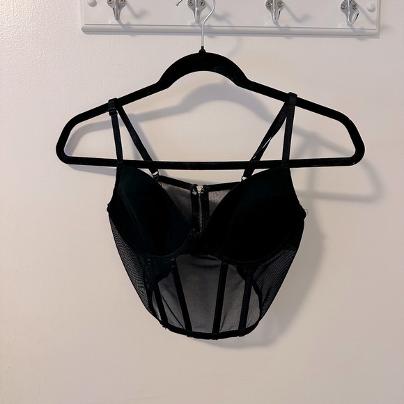 Black Mesh Corset Top - Picture 1 of 2